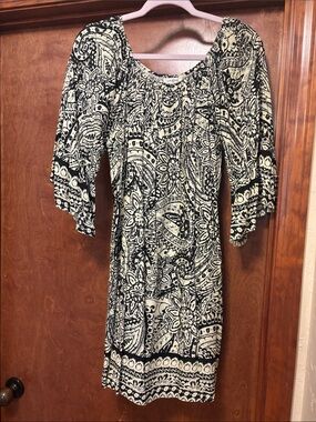 Umgee Black and Cream Paisley Midi Dress